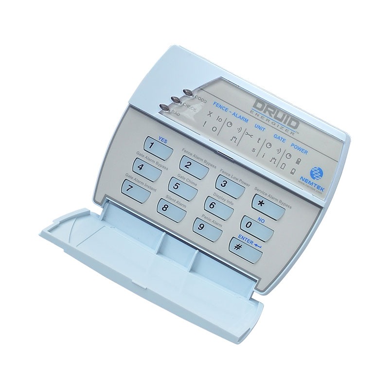 Nemtek Druid Single Zone Keypad The single zone Druid energizers can also be controlled and programmed with the optional LED single zone keypad. The energizer can be installed near the fence and the keypad can be located where it is most convenient for the user.