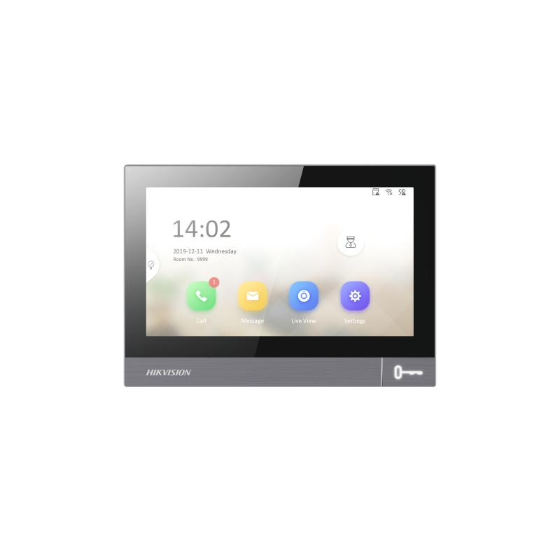 Hikvision DS-KH8381-WTE1 7-inch IPS touch screen network indoor station.