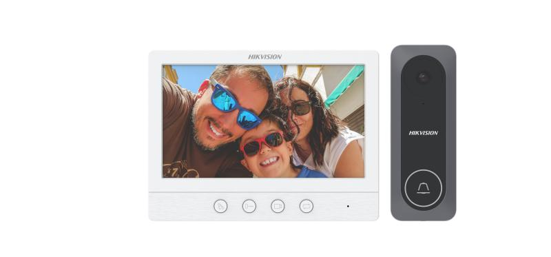 Hikvision DS-KIS212 4-wire HD video intercom kit with HD TVI video quality.