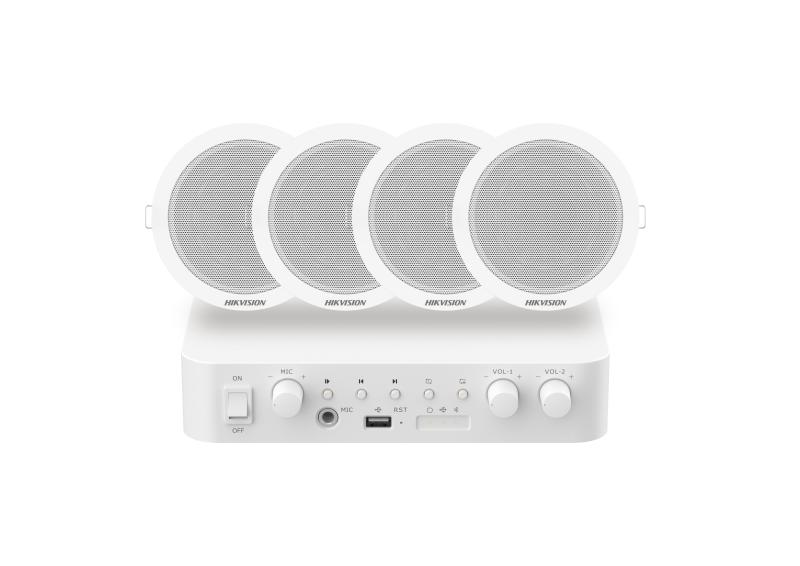 Hikvision DS-QAE0KA60206-4 Analog Audio Kit with 60W Analog Amplifier and 4* 6W Ceiling Speakers
